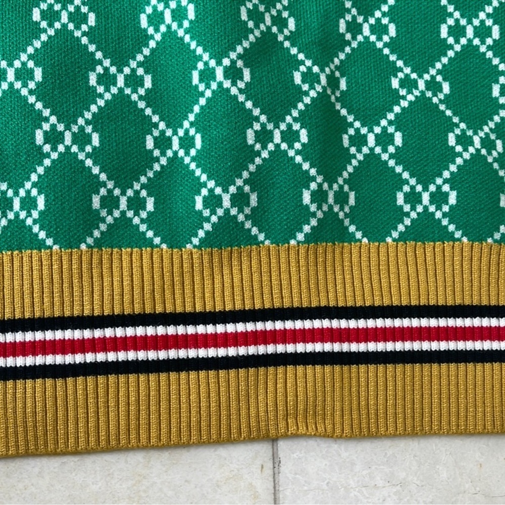 Green Patterned Crew Neck Sweater - image 3